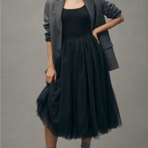 Moon River Black Midi Tulle Skirt